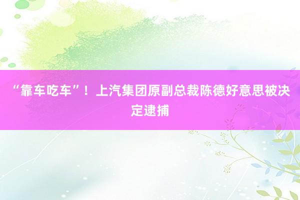 “靠车吃车”！上汽集团原副总裁陈德好意思被决定逮捕