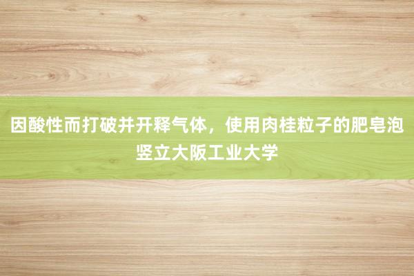 因酸性而打破并开释气体，使用肉桂粒子的肥皂泡竖立大阪工业大学