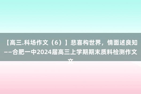 【高三.科场作文（6）】悲喜构世界，情面述良知——合肥一中2024届高三上学期期末质料检测作文