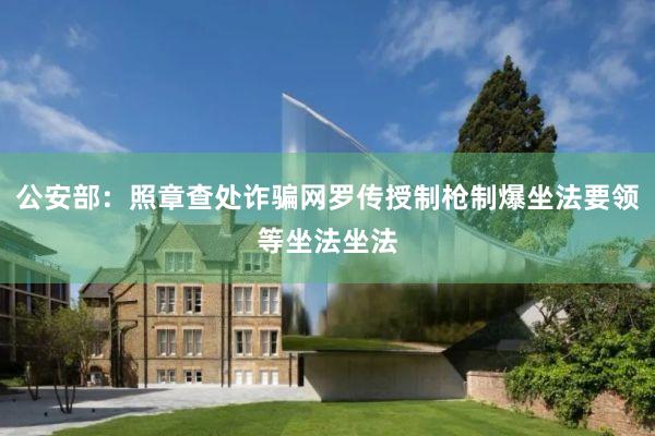 公安部：照章查处诈骗网罗传授制枪制爆坐法要领等坐法坐法