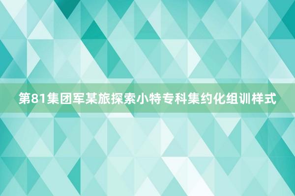 第81集团军某旅探索小特专科集约化组训样式